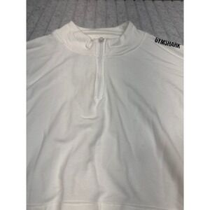 Gymshark Womens White Quarter Zip Pullover Cropped Sweatshirt Size L GLP04159-WH